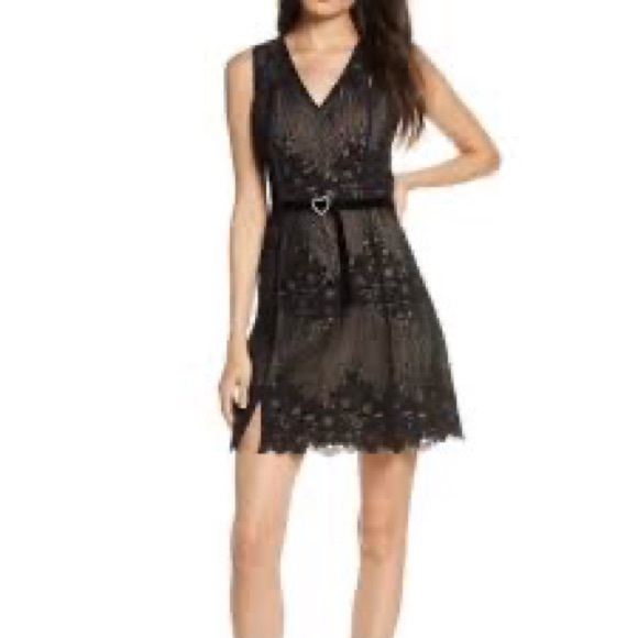 NWT Foxiedox Asha Black Nude Lace Cocktail Dress Large - Picture 14 of 14